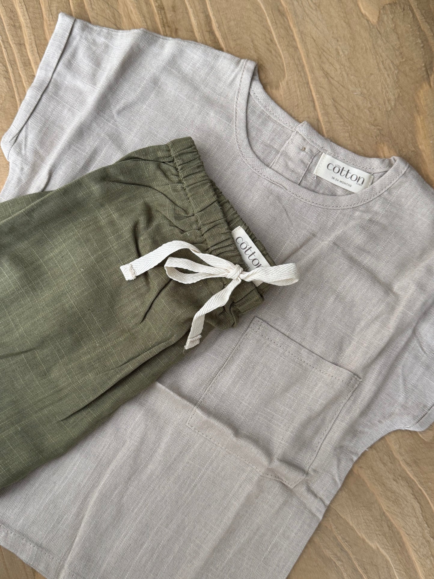 Khaki & Olive Linen Set