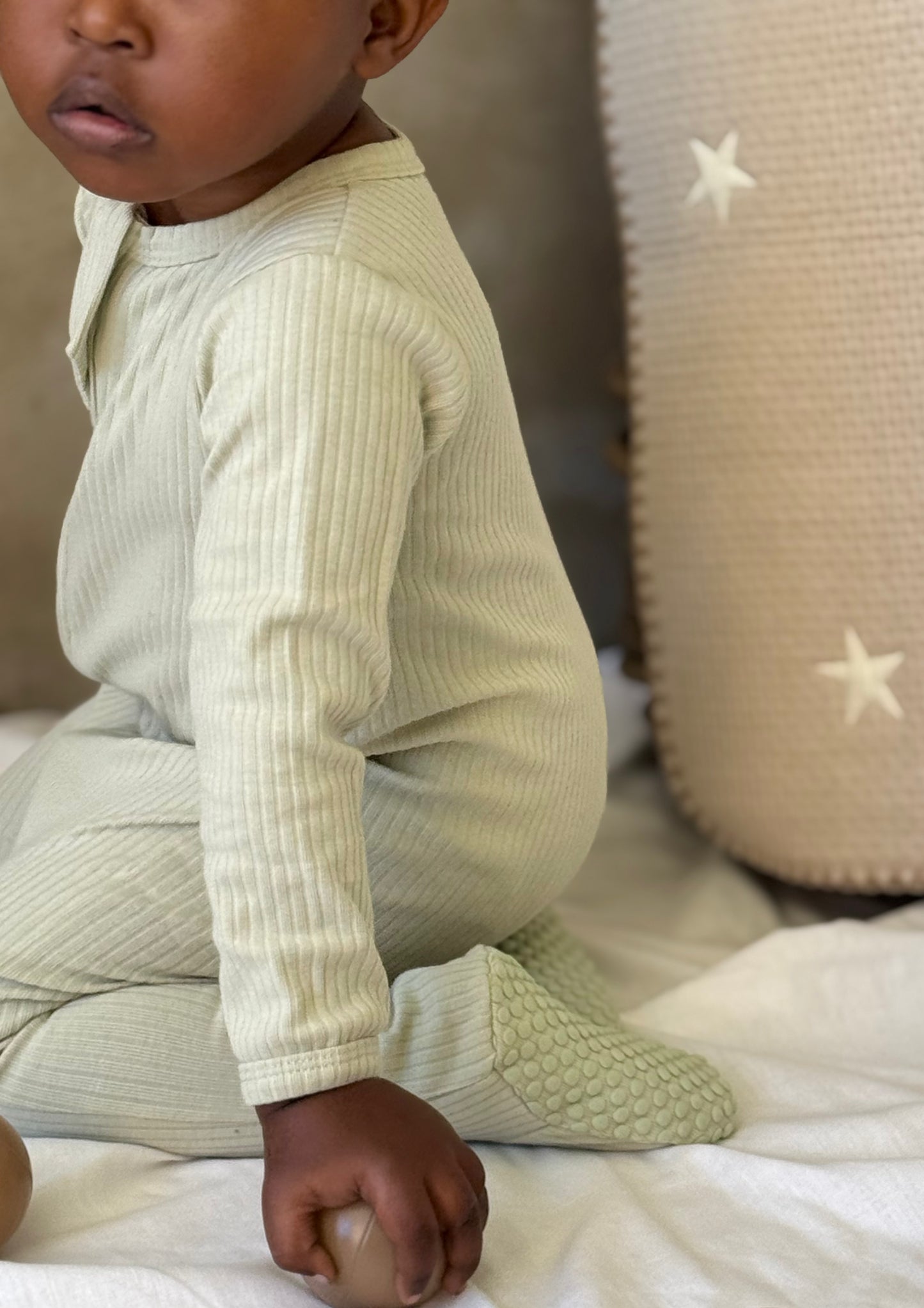 Organic Cotton Little Movers Ribbed Babygrow